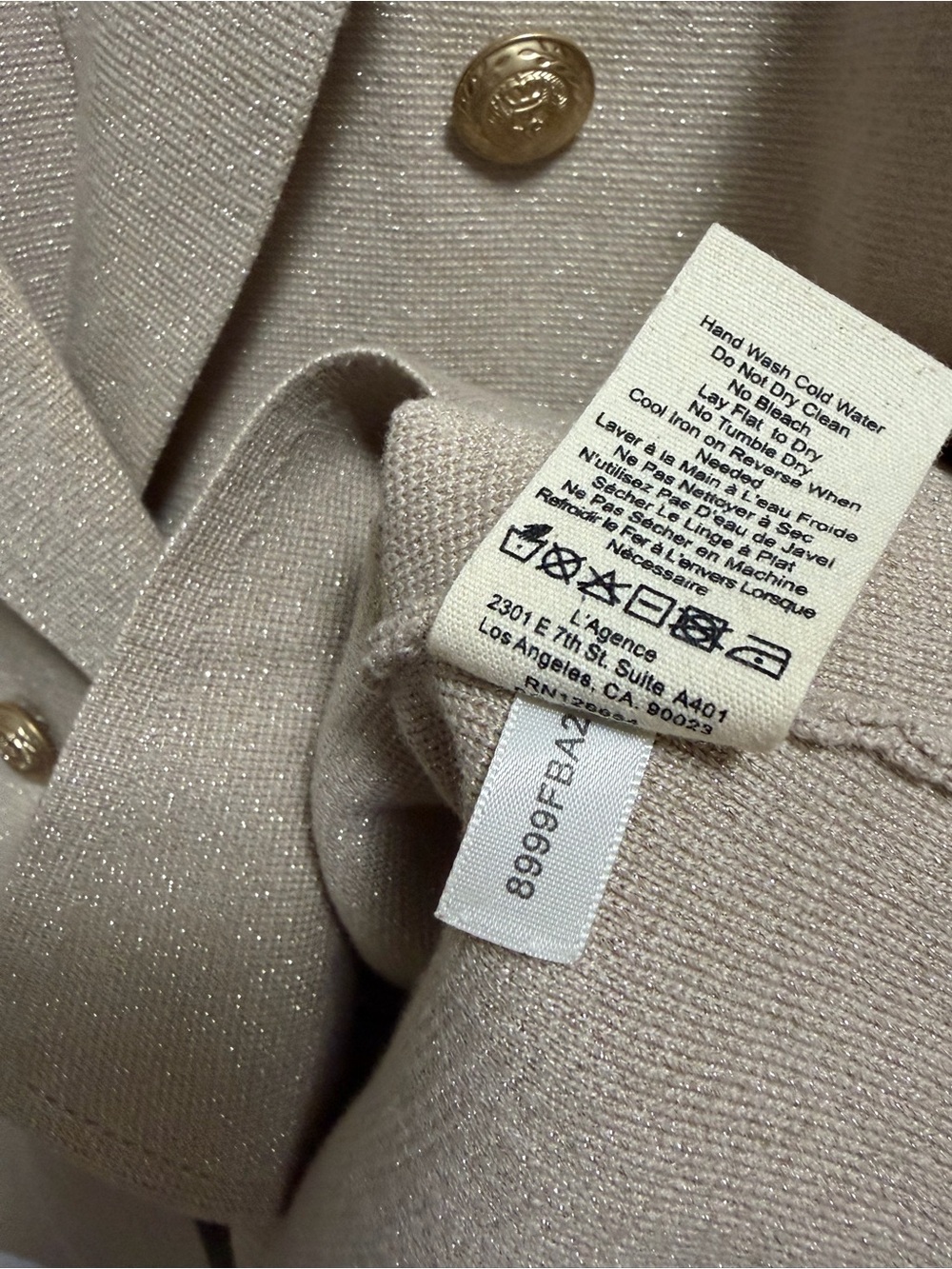 L'AGENCE Kenzie Metallic Knit Blazer in Khaki Gold Women’s Size Large - Picture 5 of 8